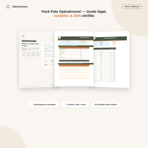 Pack paie opérationnel, variables et suivi augmentations Excel, ElanCommun