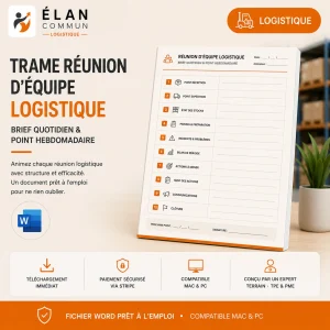Trame réunion équipe logistique, brief structuré, ElanCommun
