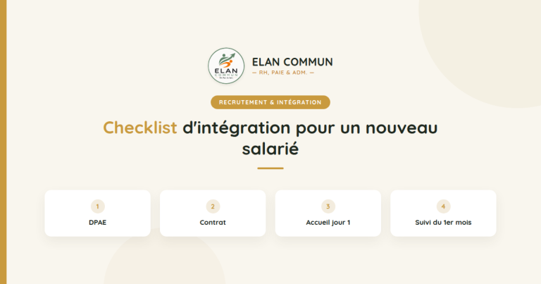 Checklist intégration nouveau salarié - Élan Commun