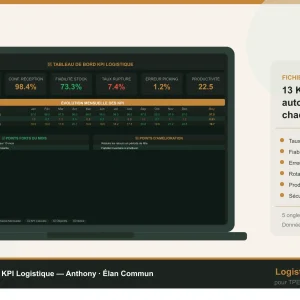 Tableau de bord KPI logistique Excel TPE PME - Élan Commun