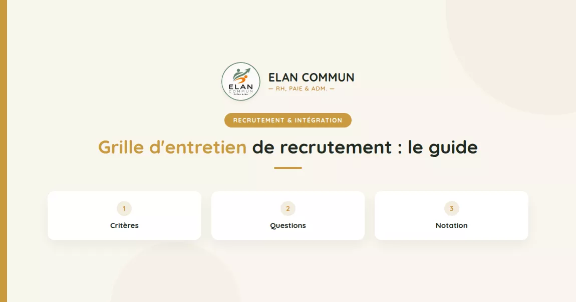 Modèle grille entretien recrutement Word TPE PME - Élan Commun