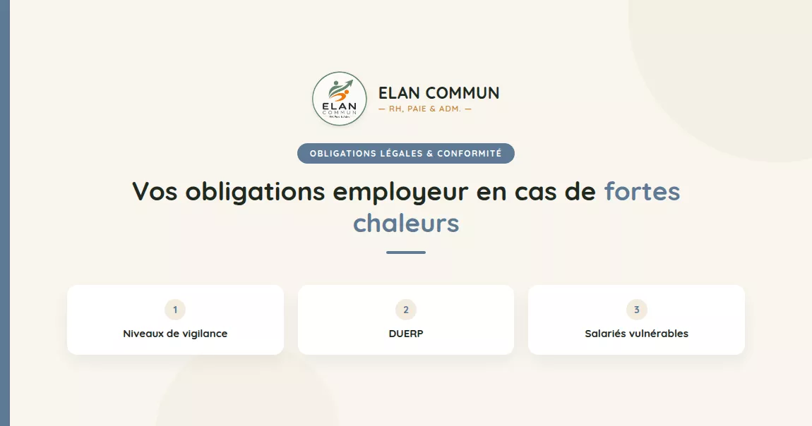 Obligations employeur fortes chaleurs canicule 2025 TPE PME - Élan Commun