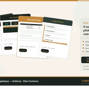 Pack pilotage logistique 4 outils Excel Word TPE PME - Élan Commun