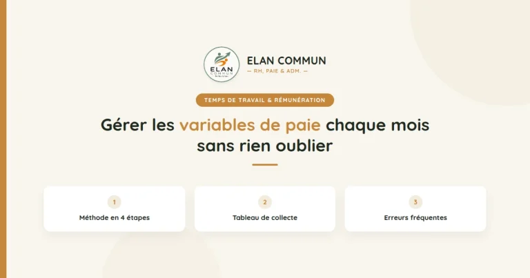 Gérer les variables de paie mensuelle TPE PME - ElanCommun