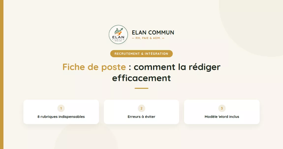 Modèle fiche de poste Word TPE PME recrutement - ElanCommun