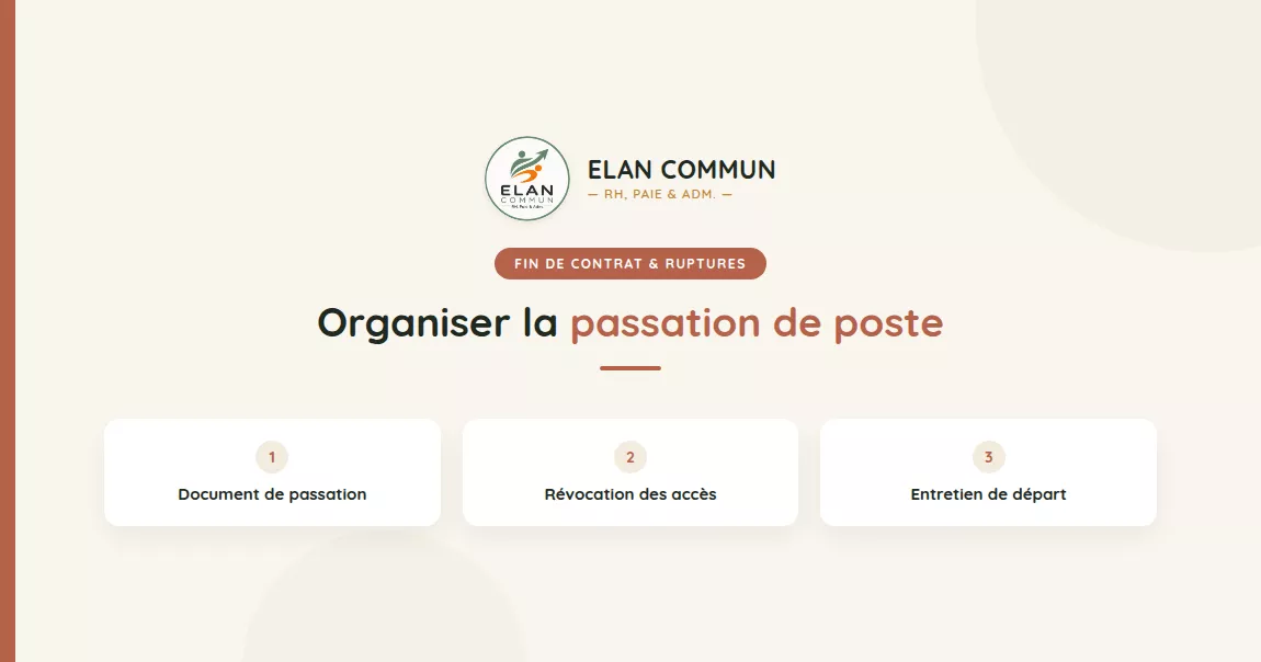Organiser la Passation de poste d'un salarié qui démissionne checklist employeur TPE PME - ElanCommun