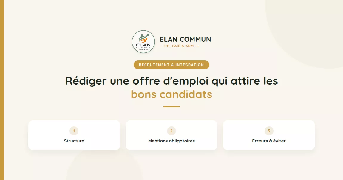 Rédiger offre emploi efficace attirer bons candidats TPE PME - ElanCommun
