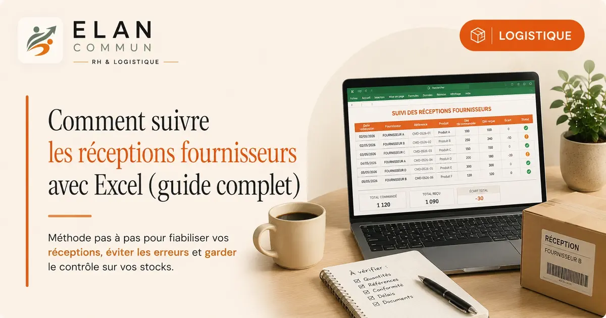 Suivi réceptions fournisseurs Excel entrepôt TPE PME - ElanCommun