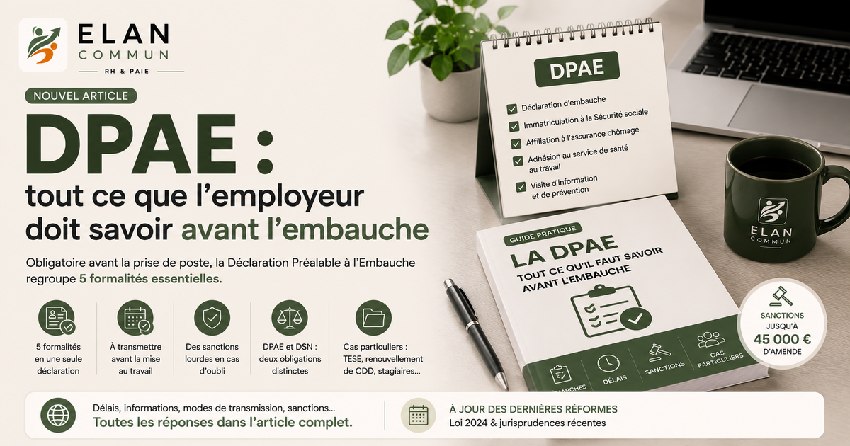 DPAE, déclaration préalable à l'embauche, formalités employeur TPE PME — ElanCommun