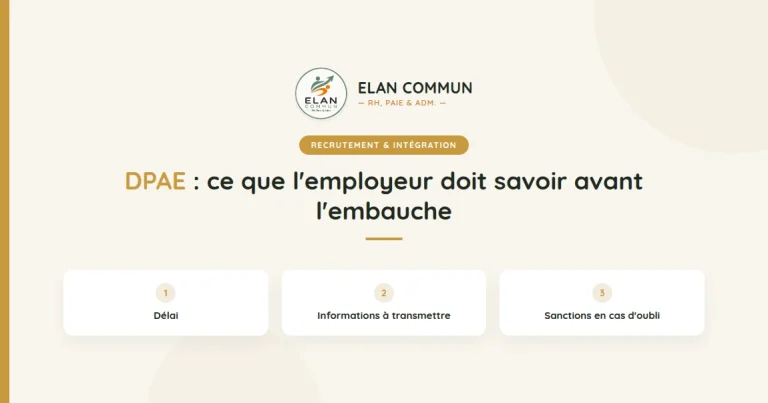 DPAE, déclaration préalable à l'embauche, formalités employeur TPE PME — ElanCommun