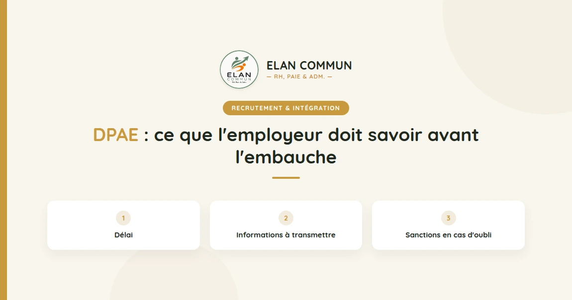 DPAE, déclaration préalable à l'embauche, formalités employeur TPE PME — ElanCommun
