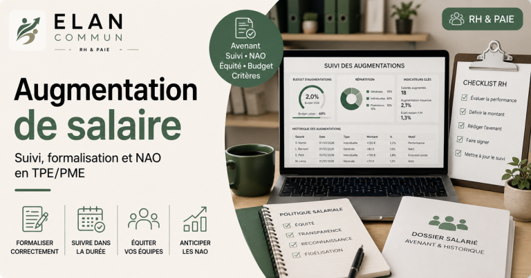 Augmentation de salaire en TPE PME, suivi et formalisation avenant, ElanCommun