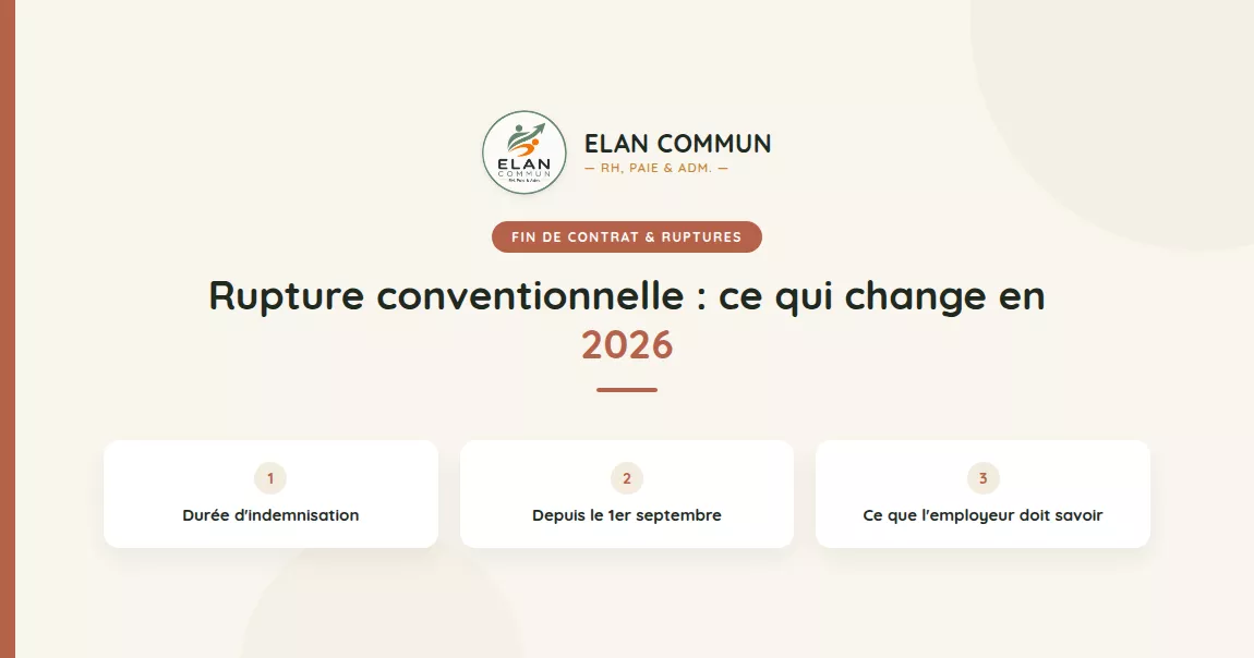 Rupture conventionnelle 2026, réforme durée indemnisation chômage employeur TPE PME, ElanCommun