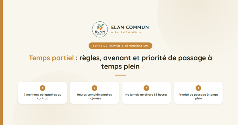 Contrat de travail à temps partiel, règles et avenant pour employeur TPE PME, ElanCommun