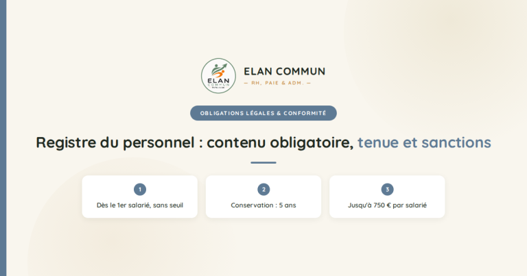 Registre unique du personnel, contenu obligatoire et sanctions pour employeur TPE PME, ElanCommun